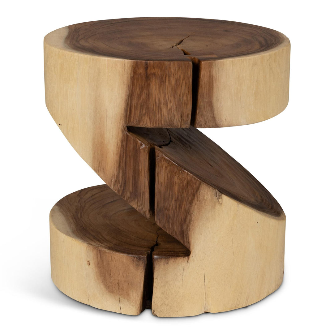 NATURALS SOLID CHAMCHA WOOD ANCHALI ACCENT STOOL - SIDE VIEW