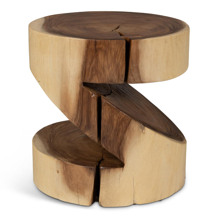 NATURALS SOLID CHAMCHA WOOD ANCHALI ACCENT STOOL - SIDE VIEW