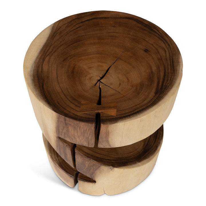 NATURALS SOLID CHAMCHA WOOD ANCHALI ACCENT STOOL - TOP VIEW