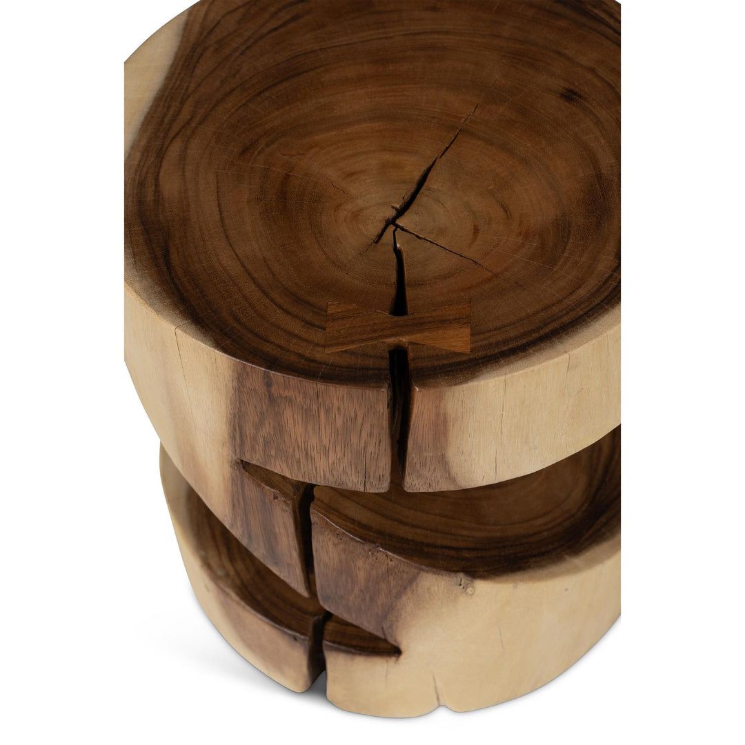 NATURALS SOLID CHAMCHA WOOD ANCHALI ACCENT STOOL - TOP CLOSE VIEW