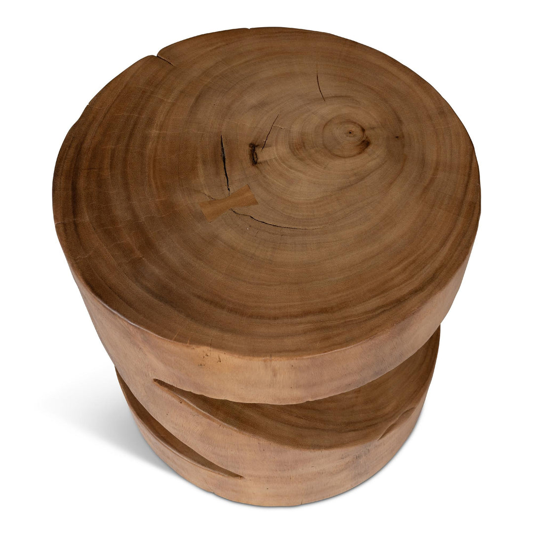 NATURALS SOLID CHAMCHA WOOD ANCHALI ACCENT STOOL - TOP VIEW