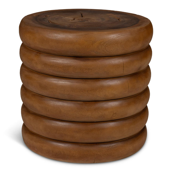 NATURALS SOLID CHAMCHA WOOD CHAIYA ACCENT STOOL - FRONT VIEW