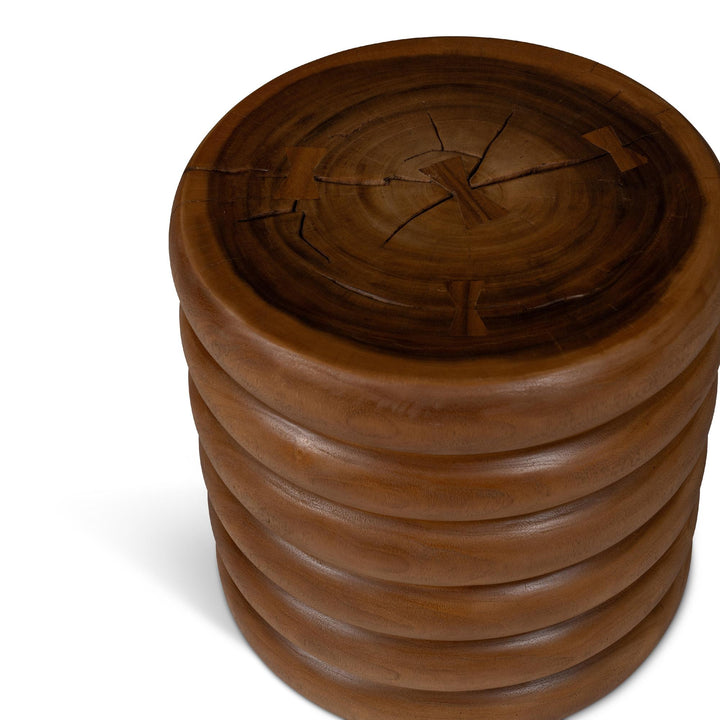 NATURALS SOLID CHAMCHA WOOD CHAIYA ACCENT STOOL - TOP VIEW