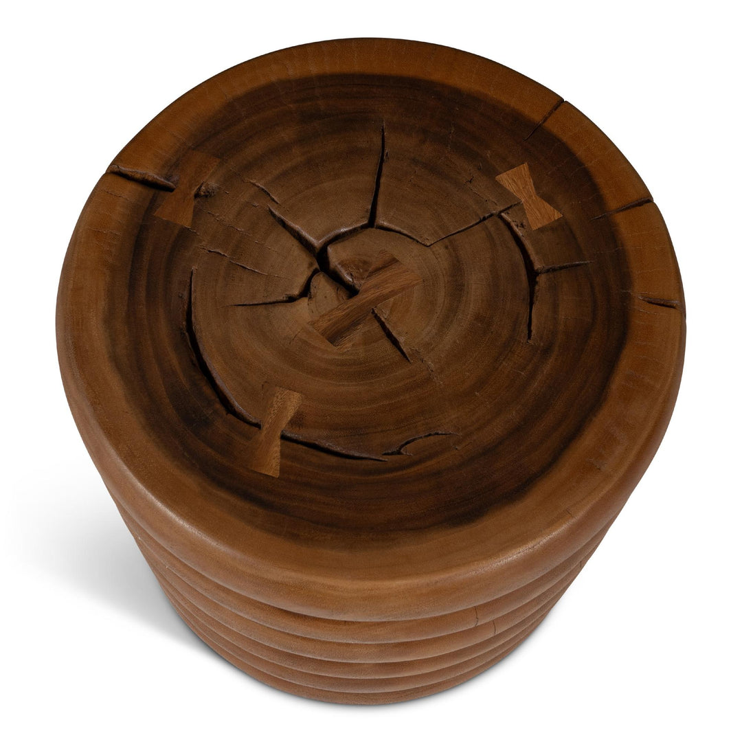 NATURALS SOLID CHAMCHA WOOD CHAIYA ACCENT STOOL - TOP VIEW