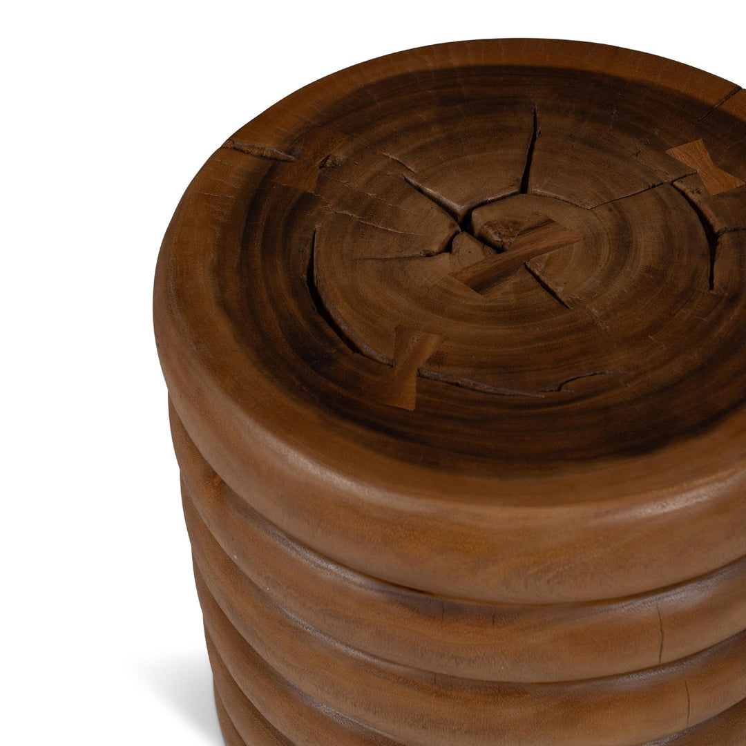 NATURALS SOLID CHAMCHA WOOD CHAIYA ACCENT STOOL - CLOSE VIEW