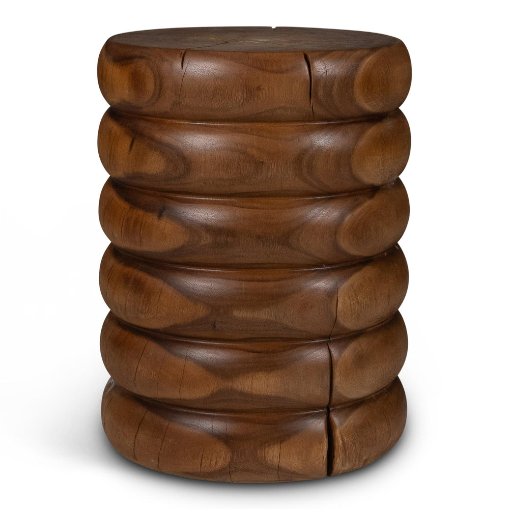 NATURALS SOLID CHAMCHA WOOD  CHAIYA TALL ACCENT STOOL - SIDE VIEW