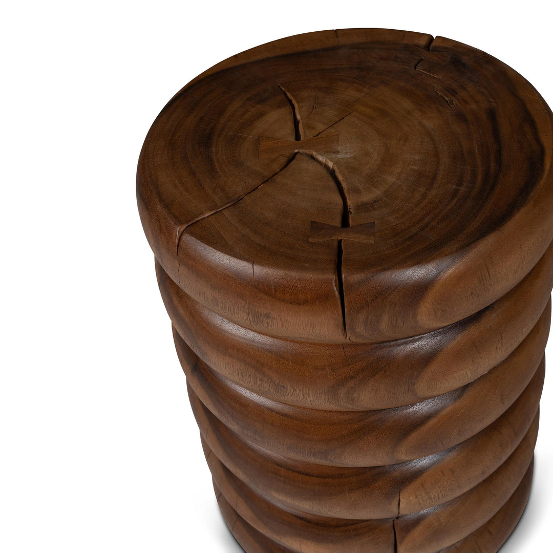 NATURALS SOLID CHAMCHA WOOD  CHAIYA TALL ACCENT STOOL - TOP VIEW