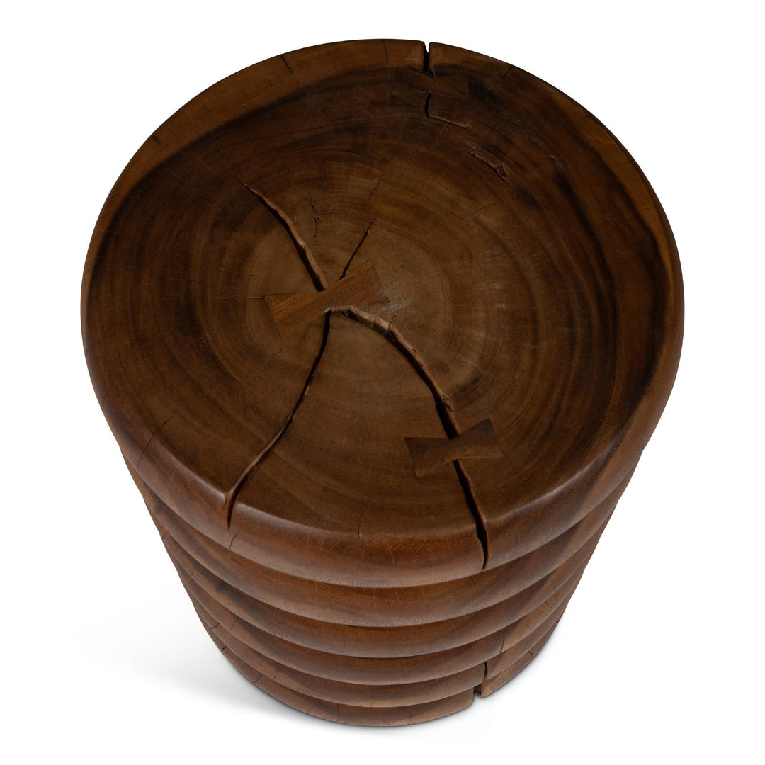 NATURALS SOLID CHAMCHA WOOD  CHAIYA TALL ACCENT STOOL - TOP VIEW