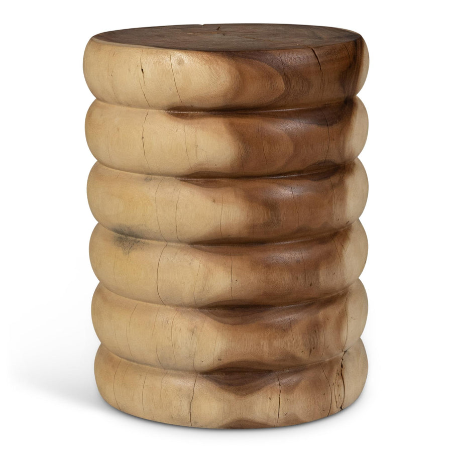 NATURALS SOLID CHAMCHA WOOD  CHAIYA TALL ACCENT STOOL - FRONT VIEW