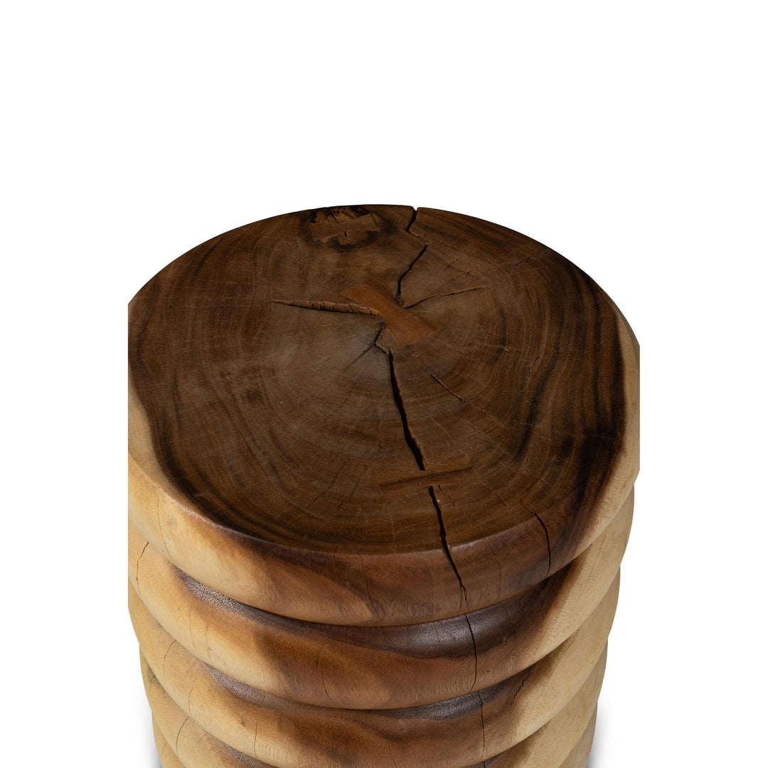 NATURALS SOLID CHAMCHA WOOD  CHAIYA TALL ACCENT STOOL - TOP VIEW