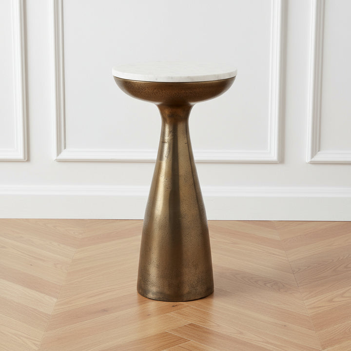 TORIN MARBLE & BRASS ACCENT TABLE