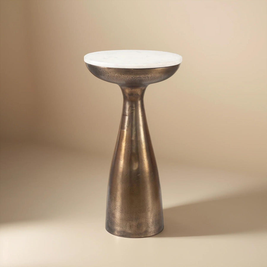 TORIN MARBLE & BRASS ACCENT TABLE
