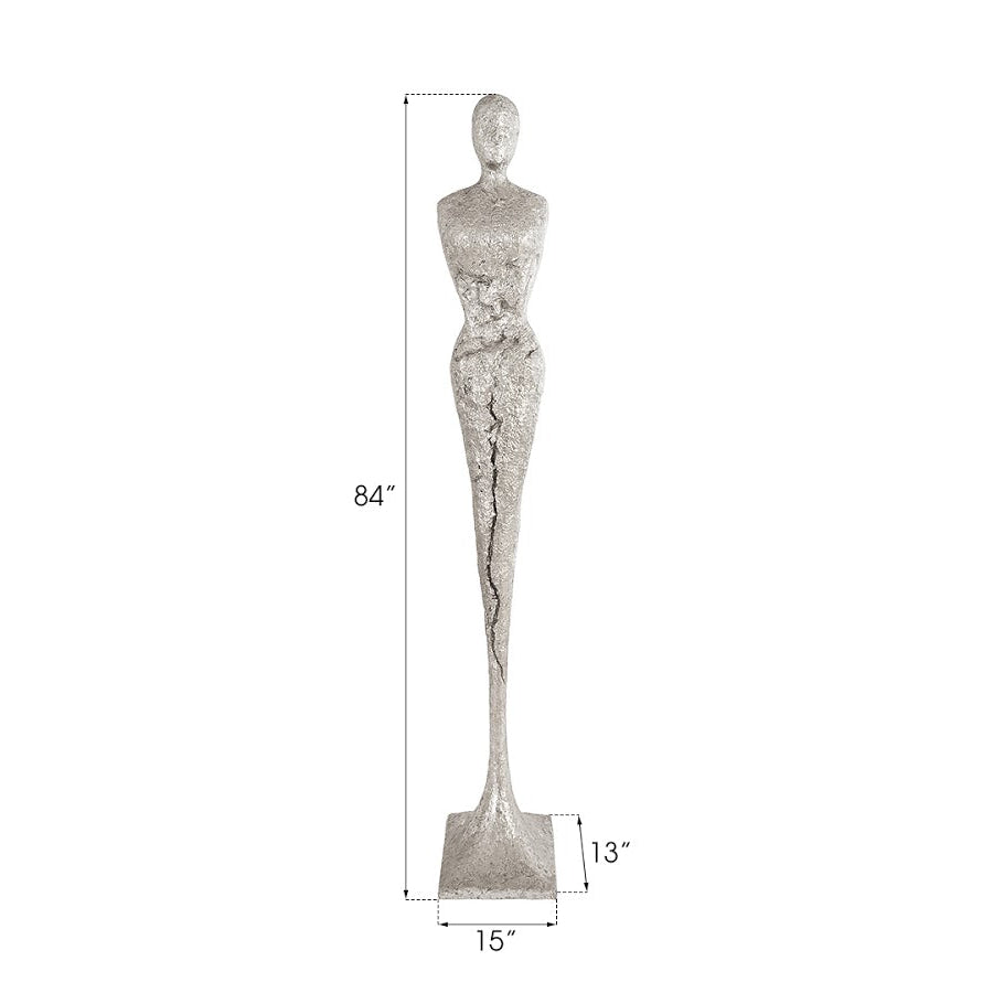 TALL CHISELED SILVER LEAF MALE & FEMALE SCULPTURES
