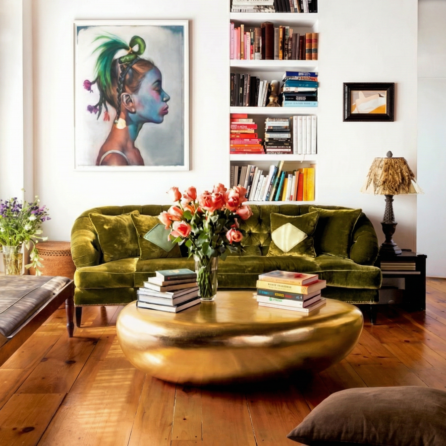 RIVER STONE COFFEE TABLE: GOLD LEAF