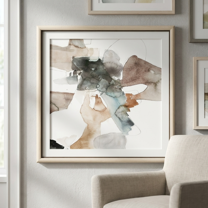 "COHESION" GLASS FRAMED ABSTRACT PRINT