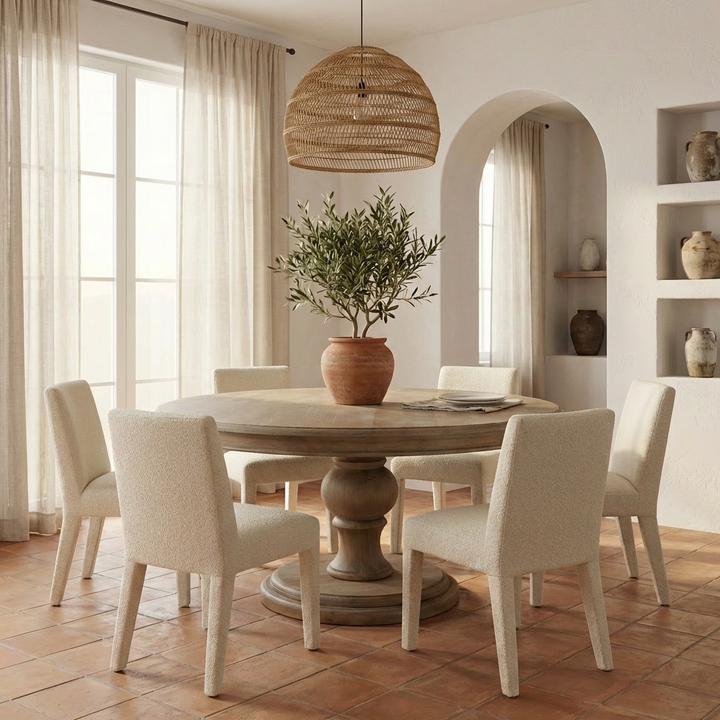 round wooden table isolated