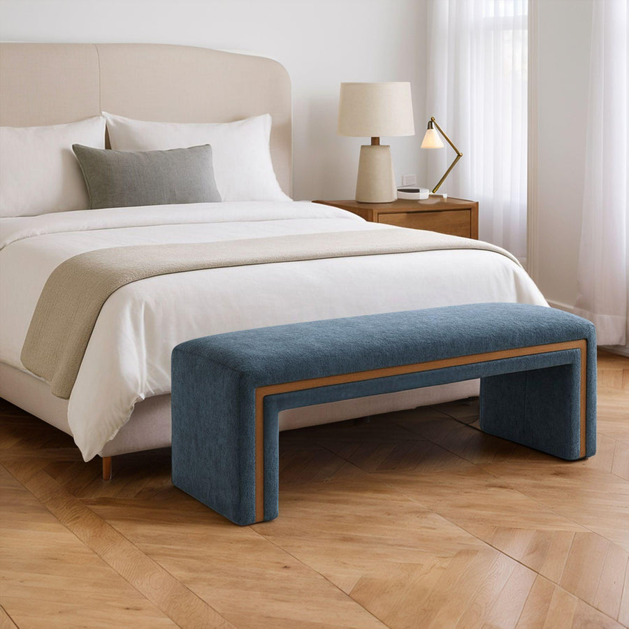 TOLA BLUE SHAG UPHOLSTERED BENCH