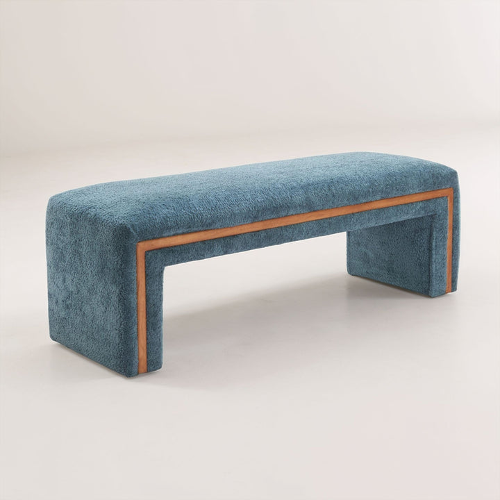 TOLA BLUE SHAG UPHOLSTERED BENCH