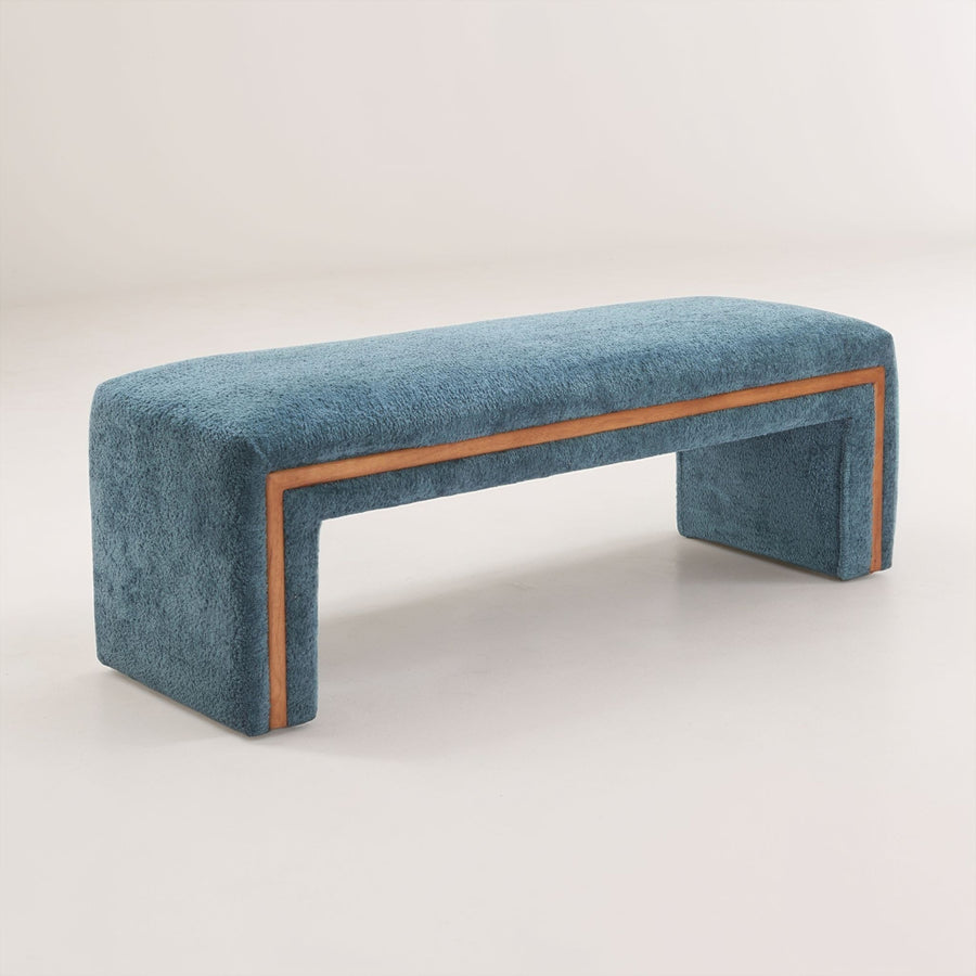 TOLA BLUE SHAG UPHOLSTERED BENCH