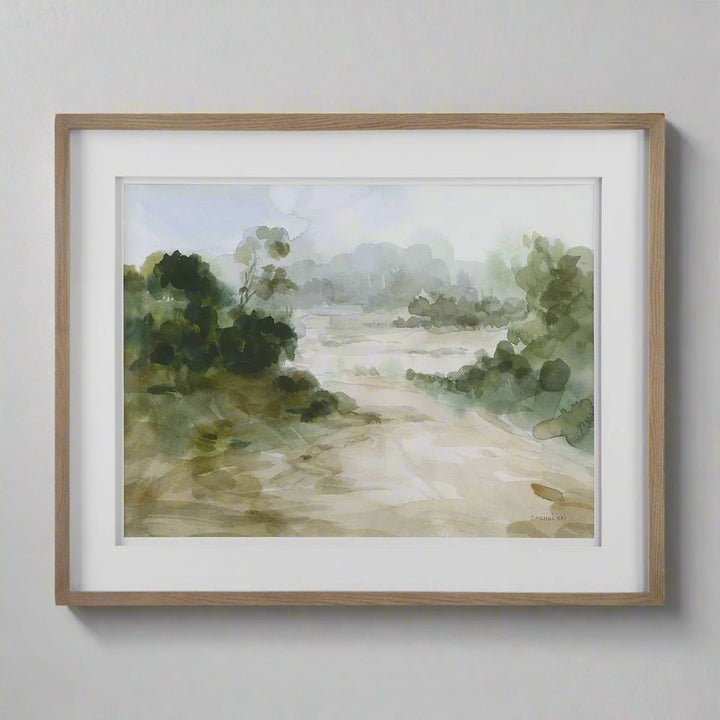 "VERDANT WATERCOLOR" GLASS FRAMED PRINT