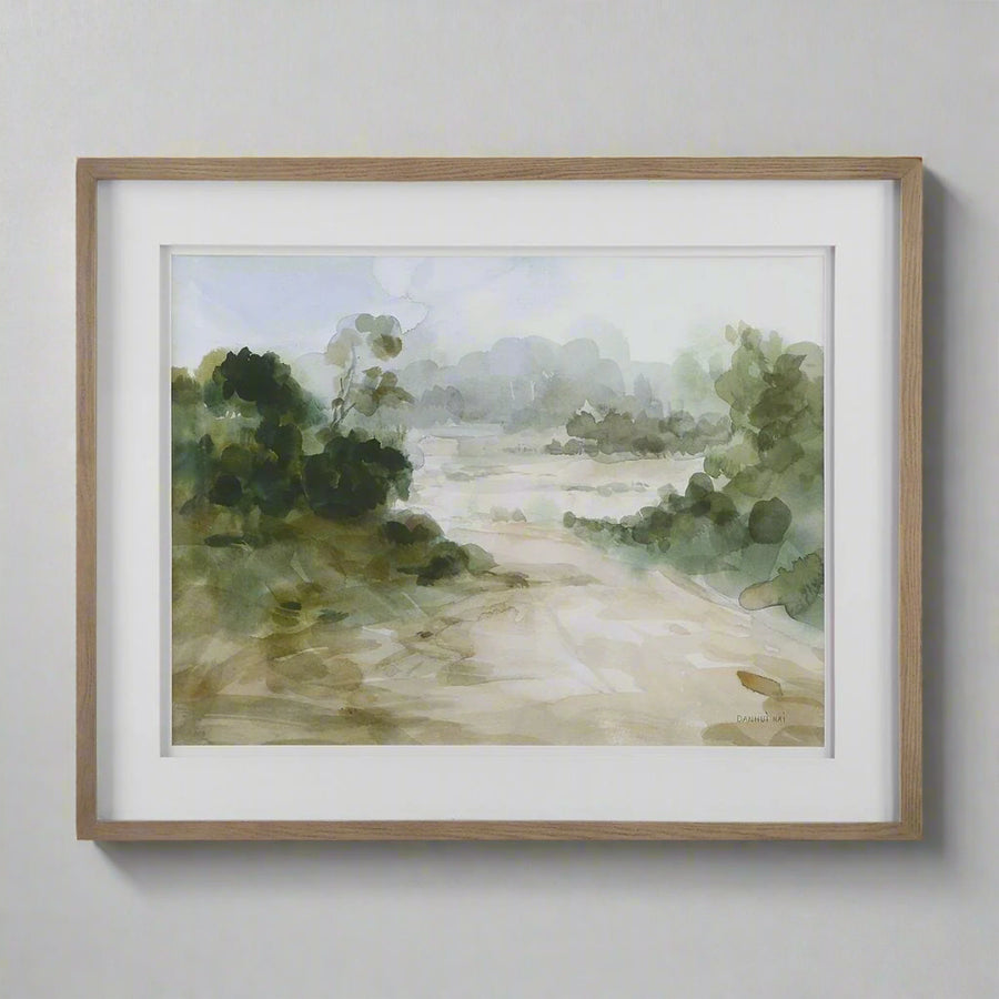 "VERDANT WATERCOLOR" GLASS FRAMED PRINT