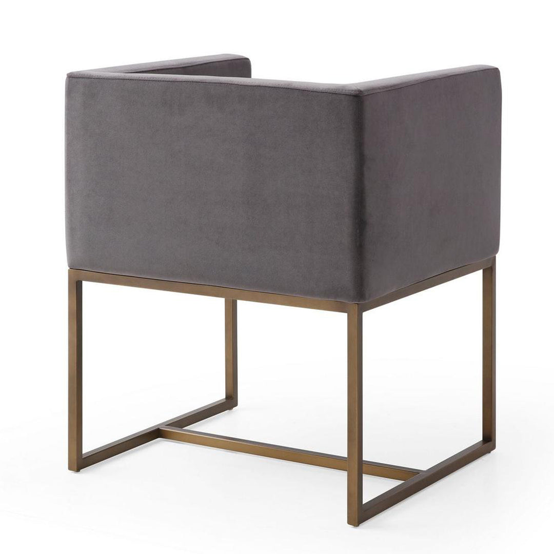 MARTY MODERN DARK GREY AND COPPER ANTIQUE BRASS DINING CHAIR