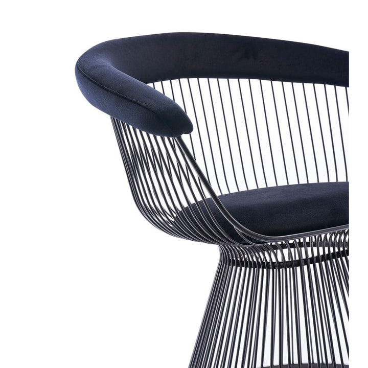 CHANDLER MODERN BLACK VELVET AND BLACK STAINLESS STEEL DINING CHAIR