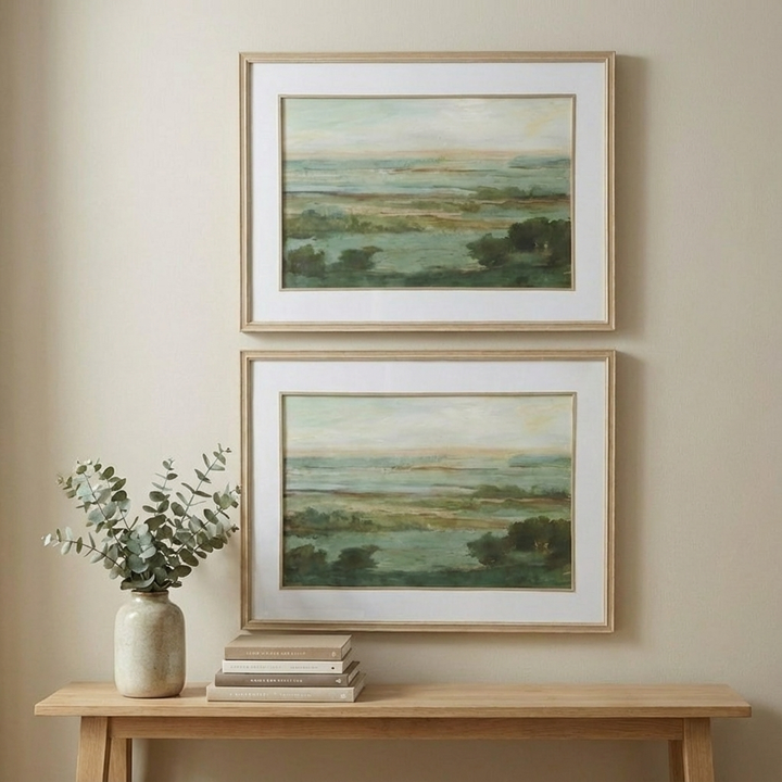 "WARM VALLEY" GLASS FRAMED PRINT SET