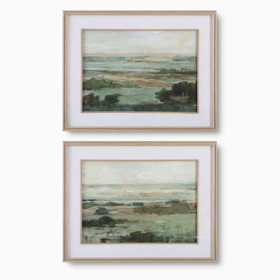 "WARM VALLEY" GLASS FRAMED PRINT SET