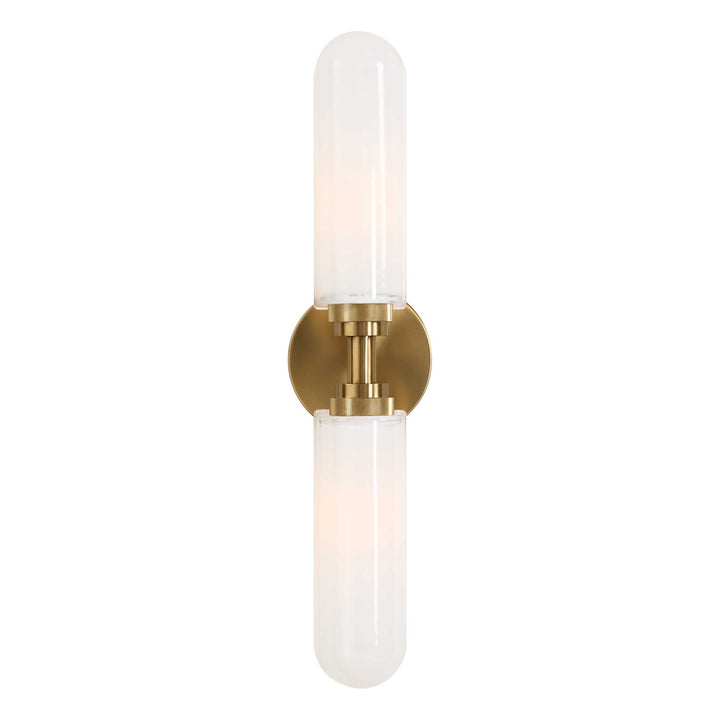 WELLSVILLE 2 LT BRASS VANITY SCONCE