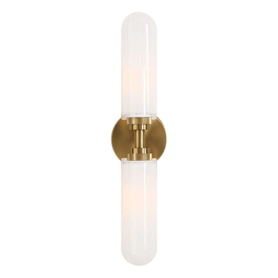 WELLSVILLE 2 LT BRASS VANITY SCONCE