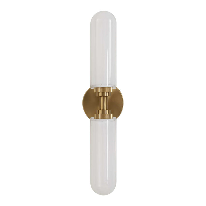 WELLSVILLE 2 LT BRASS VANITY SCONCE