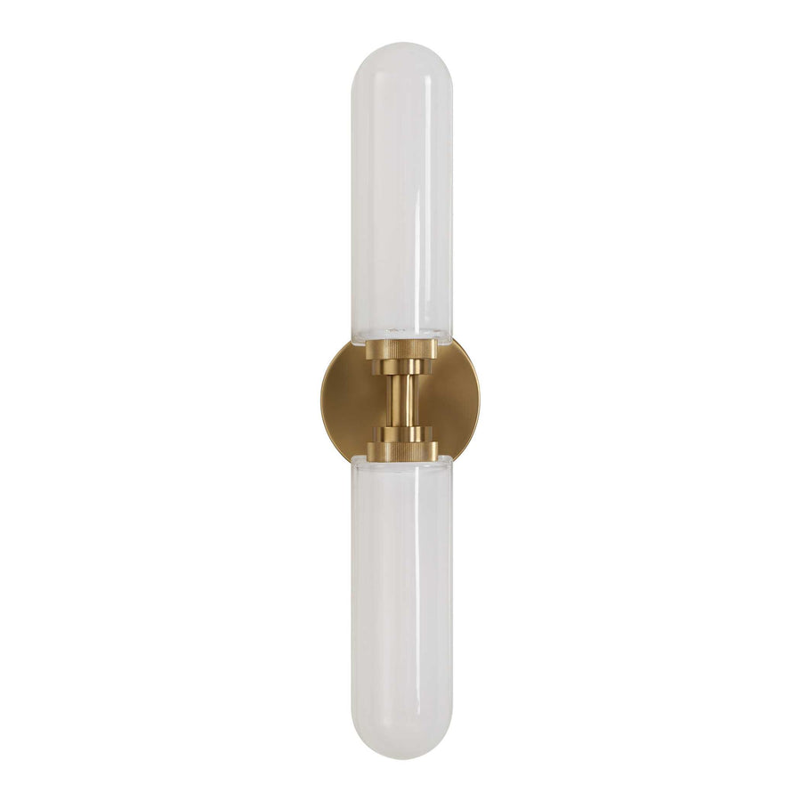 WELLSVILLE 2 LT BRASS VANITY SCONCE