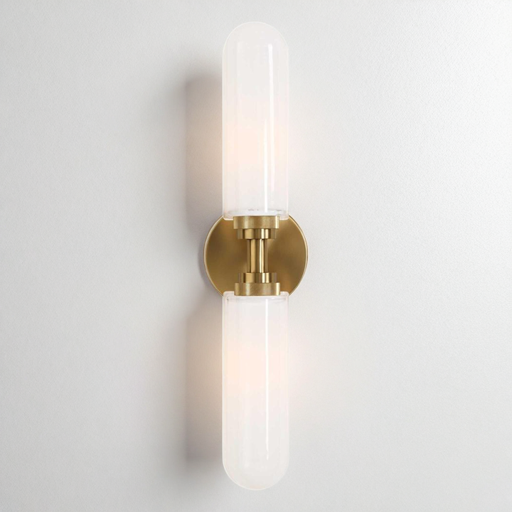 WELLSVILLE 2 LT BRASS VANITY SCONCE