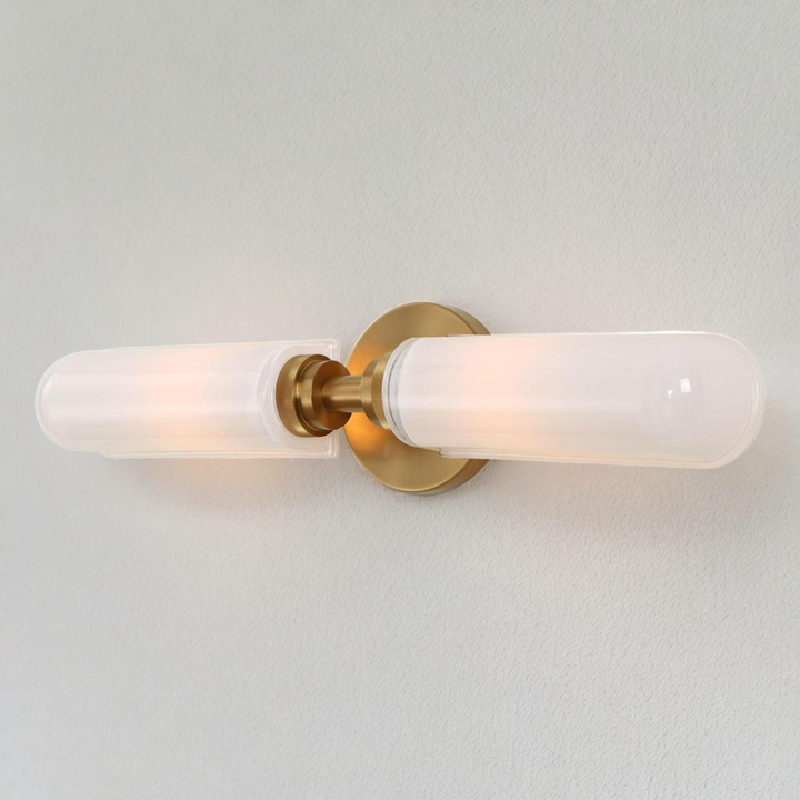 WELLSVILLE 2 LT BRASS VANITY SCONCE