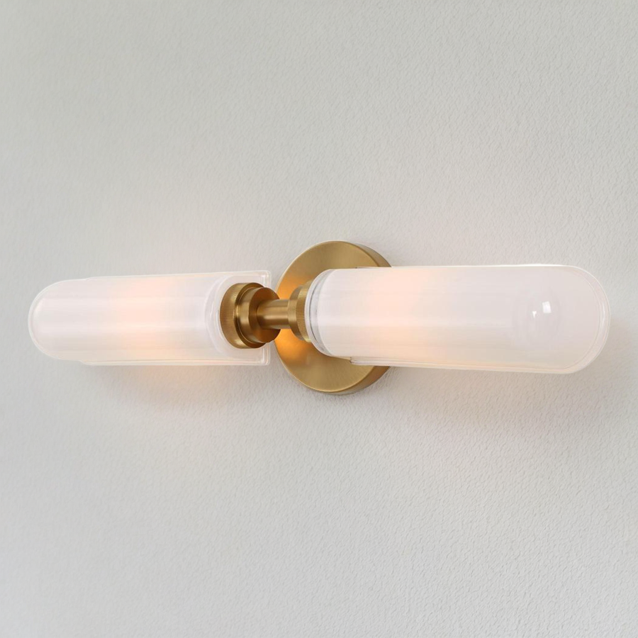 WELLSVILLE 2 LT BRASS VANITY SCONCE