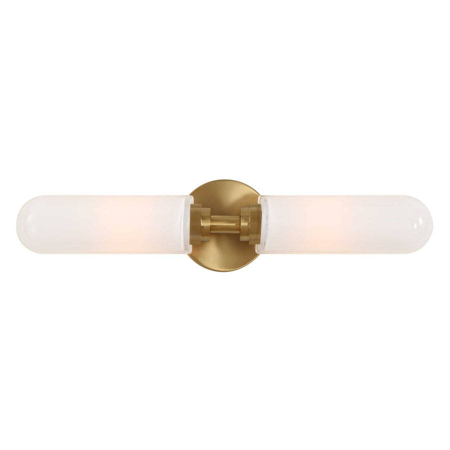 WELLSVILLE 2 LT BRASS VANITY SCONCE