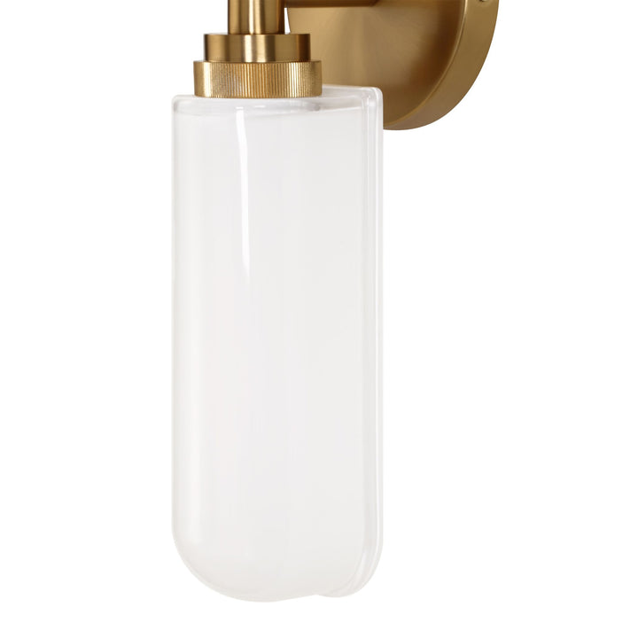 WELLSVILLE 2 LT BRASS VANITY SCONCE