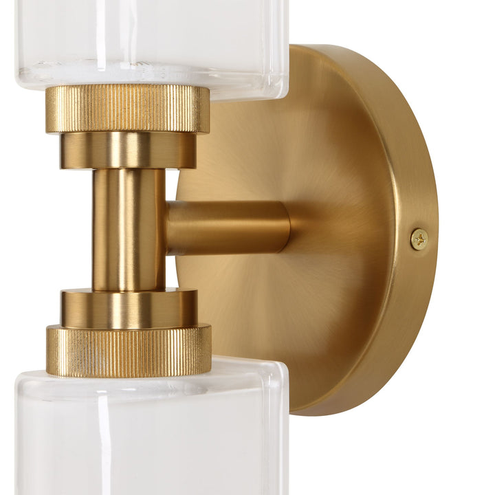 WELLSVILLE 2 LT BRASS VANITY SCONCE