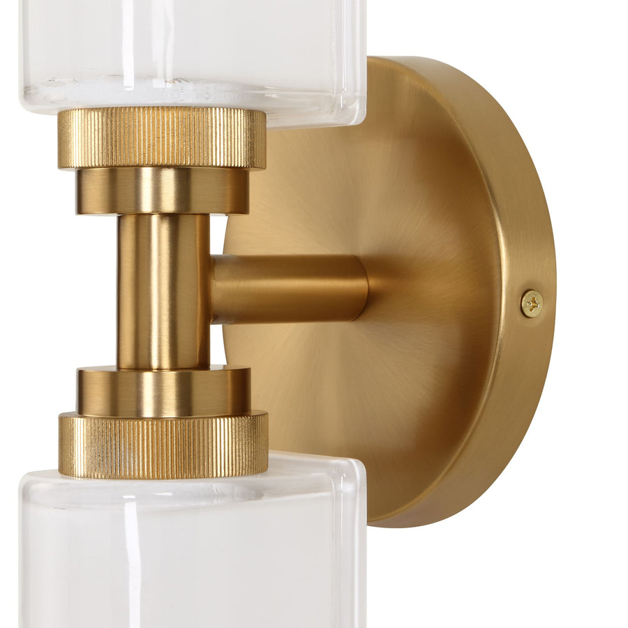 WELLSVILLE 2 LT BRASS VANITY SCONCE
