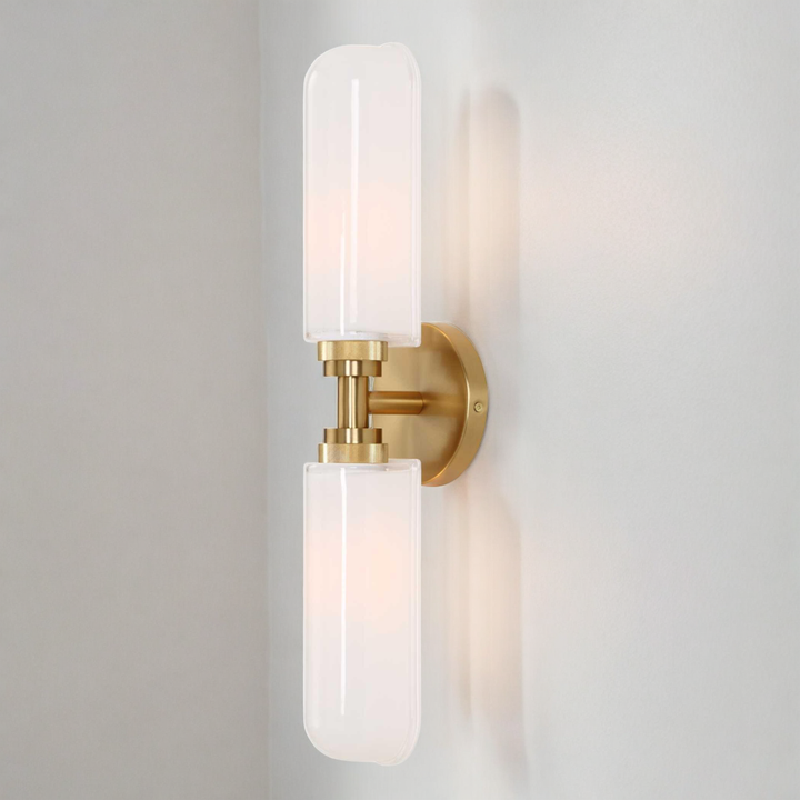 WELLSVILLE 2 LT BRASS VANITY SCONCE