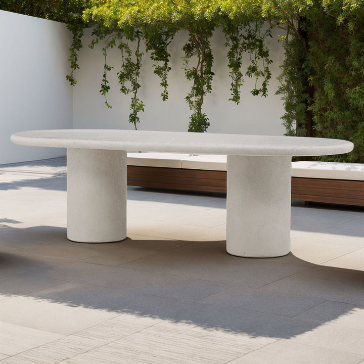 EMERIC INDOOR-OUTDOOR WHITE CONCRETE DINING TABLE