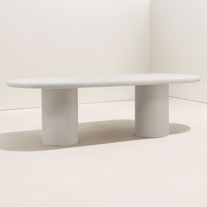 EMERIC INDOOR-OUTDOOR WHITE CONCRETE DINING TABLE