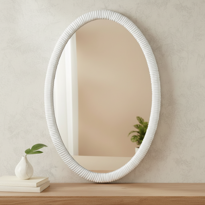BALI WHITE OVAL VANITY MIRROR