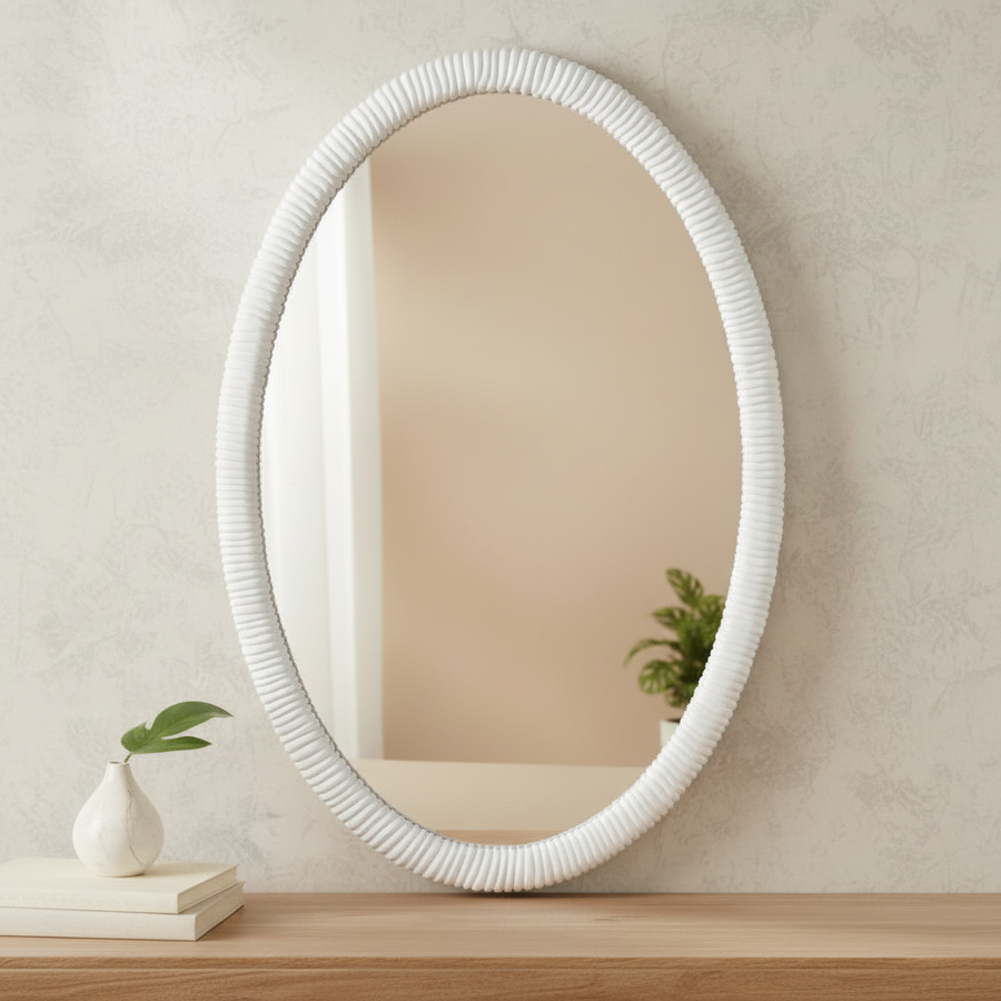 BALI WHITE OVAL VANITY MIRROR
