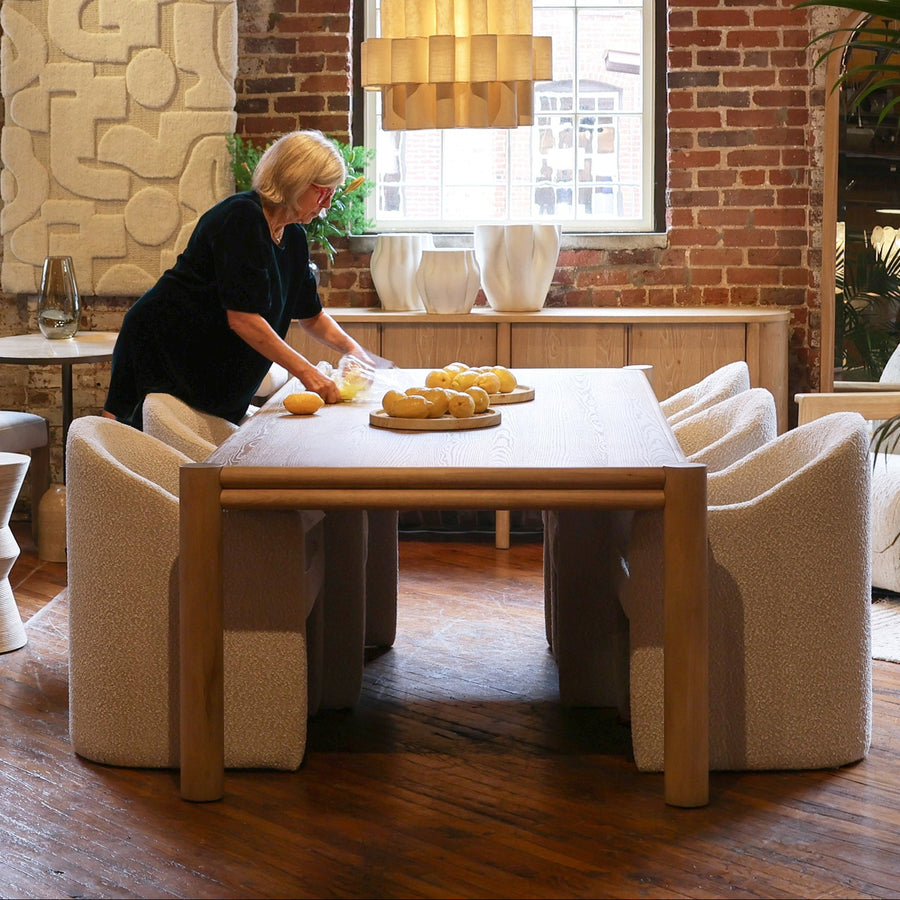 Wooden dining table with chairs