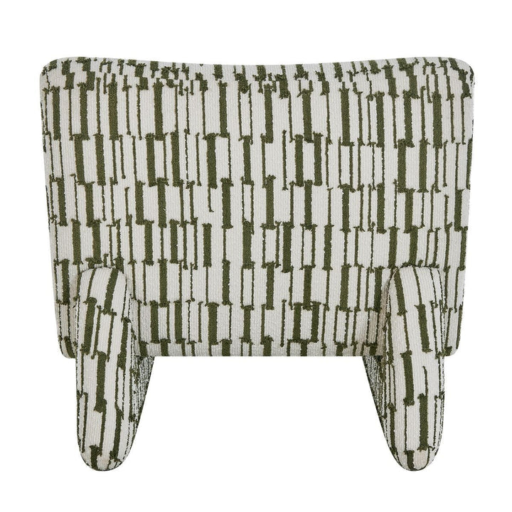 Patterned chair with green and white design on a white background