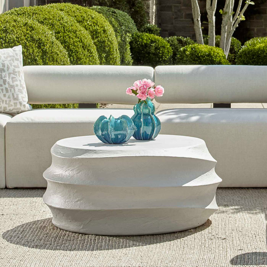 WINDED WHITE CONCRETE COFFEE TABLE