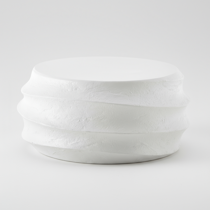 WINDED WHITE CONCRETE COFFEE TABLE