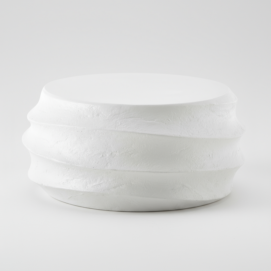 WINDED WHITE CONCRETE COFFEE TABLE